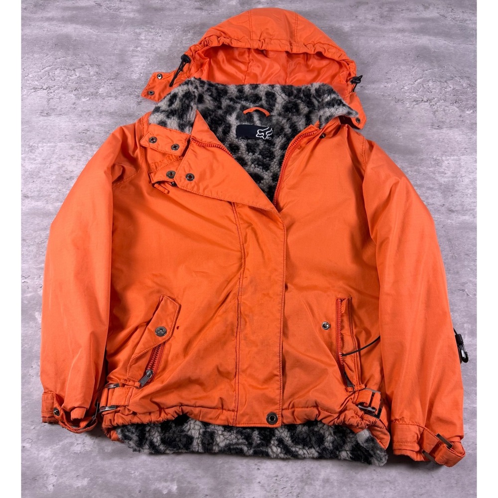 y2k fox racing jacket hooded leopard womens large